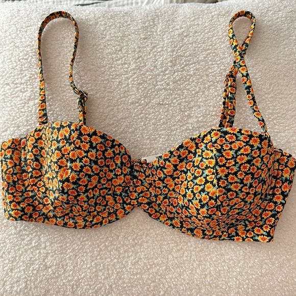 Onia x WeWoreWhat Sunflower Ditsy Print Ace Bikini Top - Picture 2 of 7